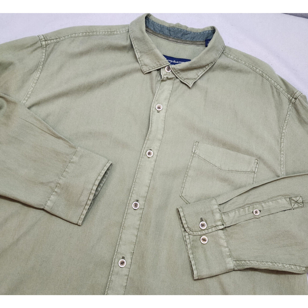 Tommy Bahama Shirt Men's Button Up Olive Green Size XXL